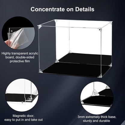 Acrylic Display Case Clear Action Figure Display Case with Mirrored Back, Dustproof Storage Display Box Alternative Glass Case for Collectibles Figures Models Doll Toys (15.7X12X12 Inch, 40X30X30Cm)