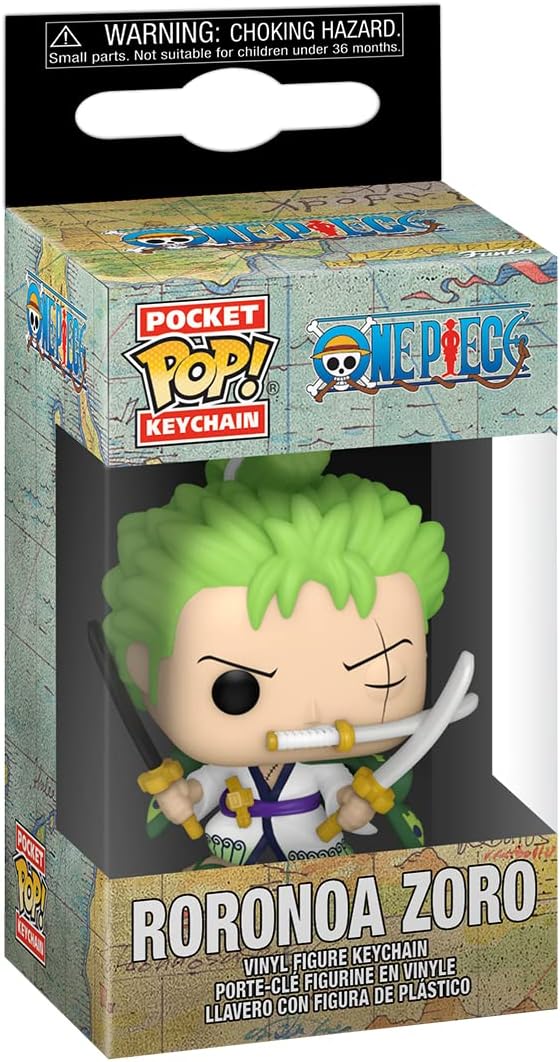 Funko POP! One Piece – Roronoa Zoro Kulcstartó, Hivatalos Anime Ajándék, Mini Gyűjtői Figura