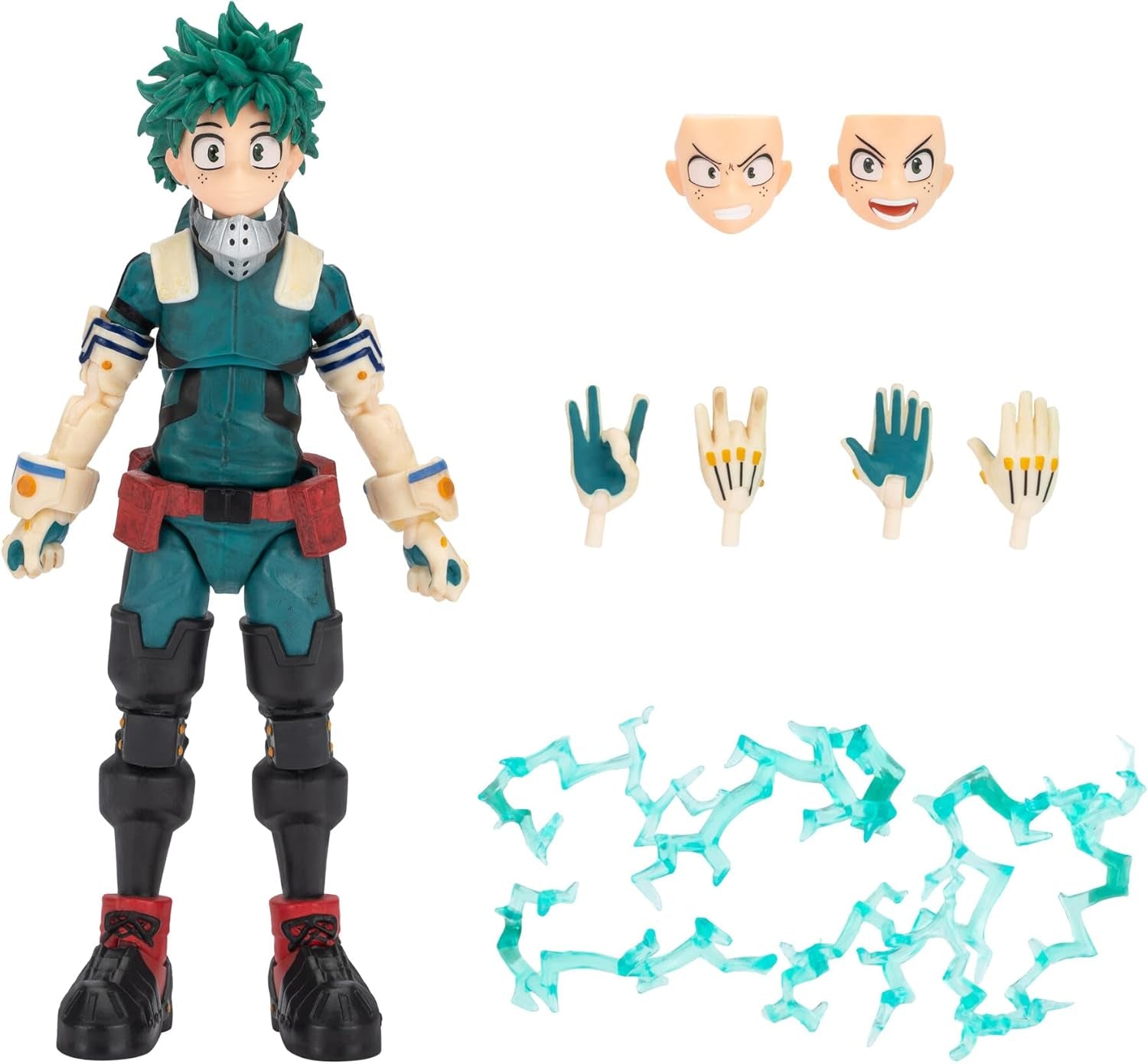 Izuku Midoriya - 6.5-Inch Scale Figure with Swappable Faceplates, Alternate Hands, and Energy Effects