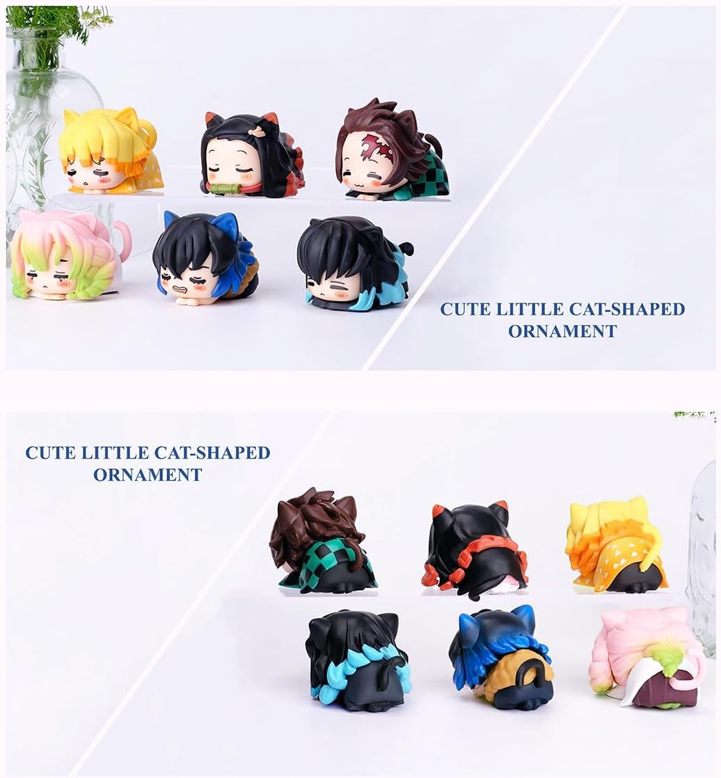 Demon Cosplay Slayer Figure Set Cute Anime Figure Desktop Decoration Ornament Kawaii Anime Figure Fan Birthday Gift Collection 1.6X2.2In (6PCS)