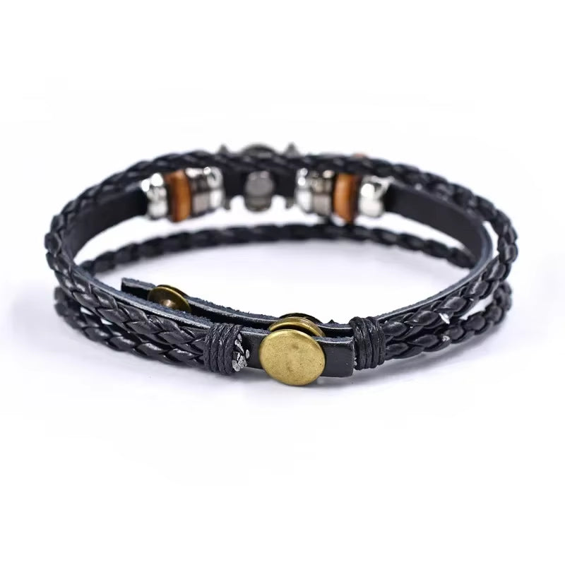 Anime One Piece Bracelet PU Luffy Bracelet Cosplay Props Straw Hat Pirate Jewelry Props Vintage Leather Bracelet Birthday Gifts