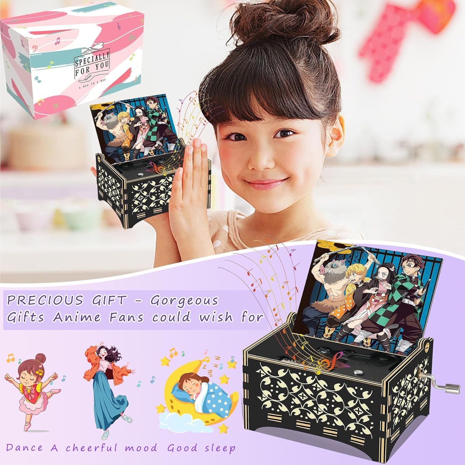 Demon Stuff Merch Gifts for Anime Fans | Demon Music Box Play Demon Theme Song | Anime Gifts for Granddaughter/Daughter/Kids/Nephew/Niece.