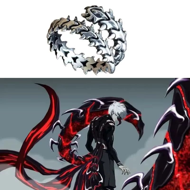 Anime Tokyo Ghoul Ring Kaneki Ken Cosplay Adjustable Opening Unisex Punk Jewelry Gift Prop Accessories