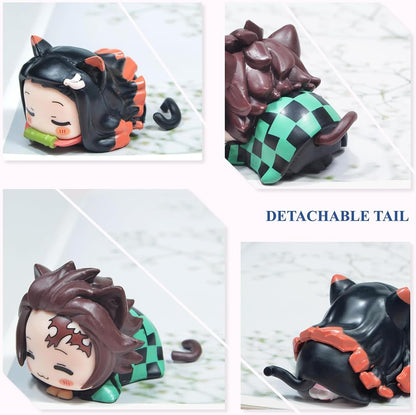 Demon Cosplay Slayer Figure Set Cute Anime Figure Desktop Decoration Ornament Kawaii Anime Figure Fan Birthday Gift Collection 1.6X2.2In (6PCS)