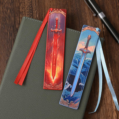 4Pcs Leather Sword Bookmarks for Men, Cool Fantasy Bookmarks Anime Bookmark, Gifts for Book Lovers Men (Sword)